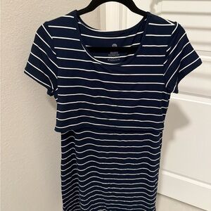 Navy Striped Women's Maternity Dress
